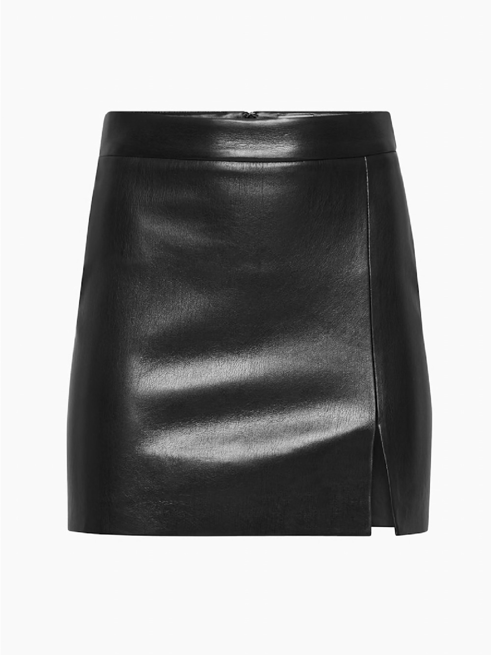 Aritzia Black Faux Leather Mini Skirt with Side Slit